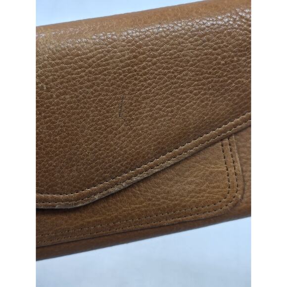Vintage Fossil Leather Trifold Wallet Camel Brown With Checkbook Cover Slim - Picture 5 of 15